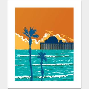 Oceanside Municipal Pier in San Diego California WPA Poster Art Posters and Art